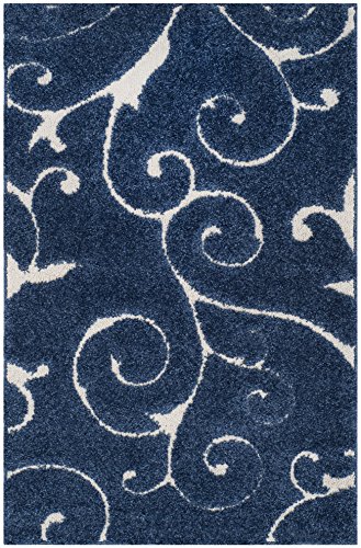 Safavieh Florida Shag Collection SG455-6511 Scrolling Vine Graceful Swirl Textured 1.18-inch Thick Area Rug, 2' 3
