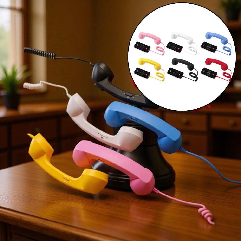 NiuLumea Auricular retro con cable para teléfono móvil con conector USB para teléfonos inteligentes y portátiles, diseño ergonómico, audio reductor de ruido, construcción de plástico, 22,7 x 6 cm — view 6