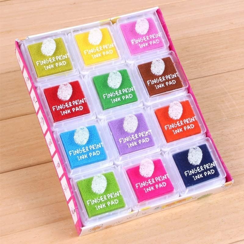 Velme Craft 12pcs Ink pad Stamp Coloured Printing Art Craft, Scrap-Booking Craft Stamp Pad DIY Color for Rubber Stamps