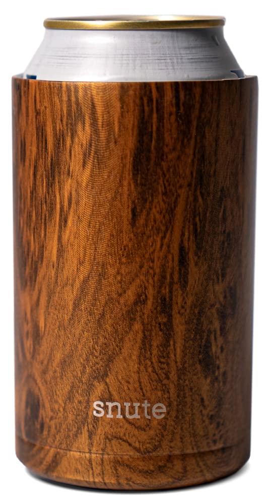 2-in-1 Can Cooler & Tumbler | Standard Size Stainless Steel Insulated Can Cooler for Hard Seltzer, Beer, Soda, and Energy Drinks | 12oz Insulated (Wood)