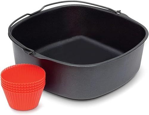 SALFEE Air Fryer Non-Stick Baking Pan for Airfryer,Power Air Fryer,Silicone Oven Mitts Air Fryer Accessories 7Inch Bakeware