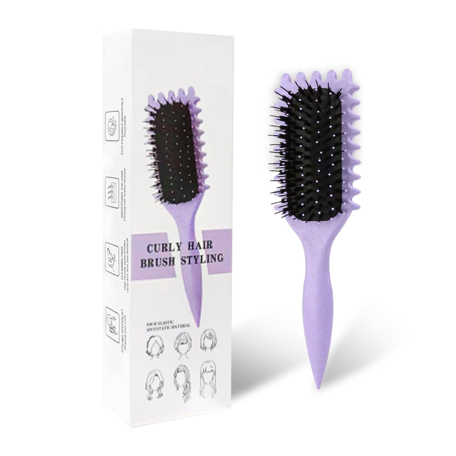 Lockenbürste, Curl Hair Brush, Haarbürste zum Kämmen und Formen von Männer- und Frauenlocken, um das Ziehen zu reduzieren, Nylonborsten, Lockenverstärker, Unisex