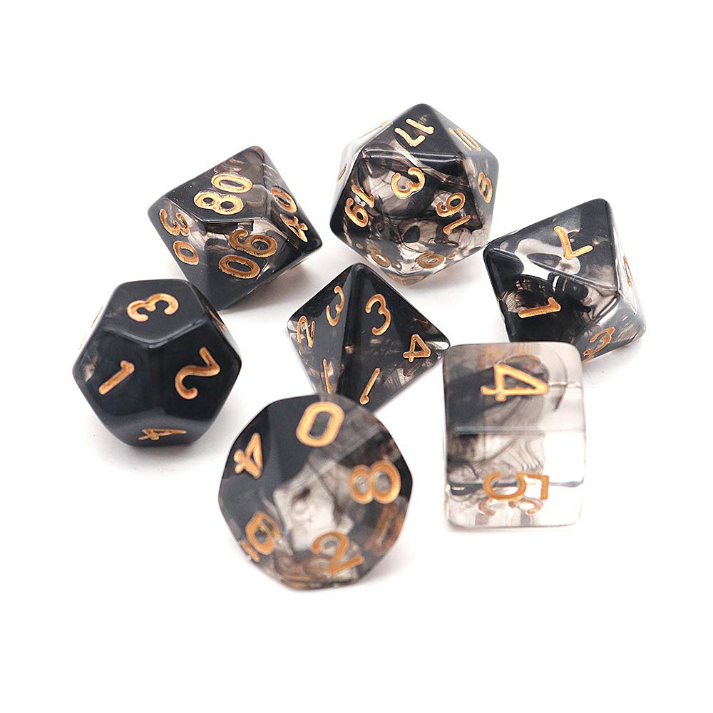 DollaTek Przezroczyste ko?ci wielo?cienne zestaw gier sto?owych ko?ci 2 zestawy ko?ci 2 x 7 (14 sztuk) Die Series D20 D12 D10 D8 D6 D4 DND DND RPG MTG podwójne kolory jeden kawa?ek (czarny)