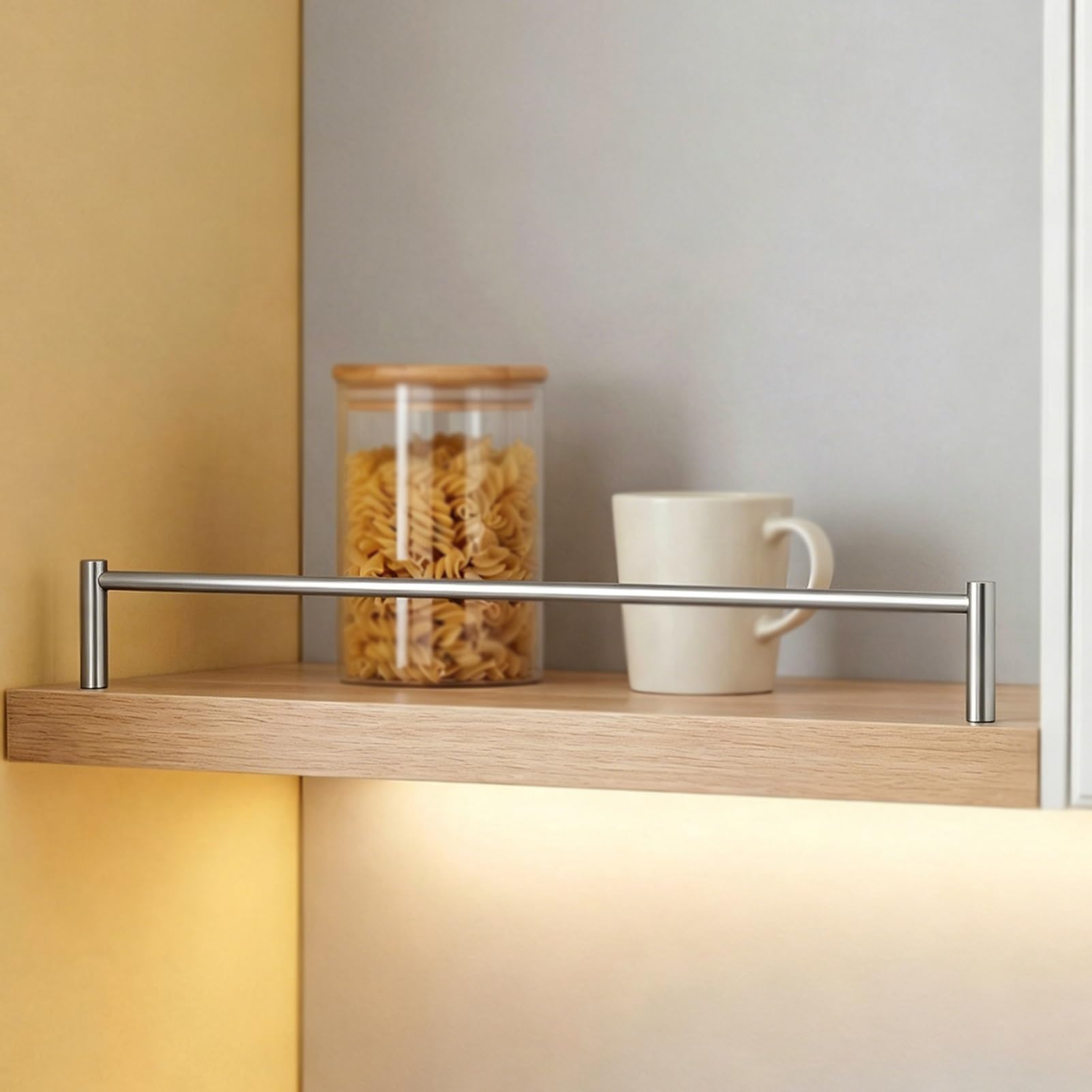 Dia 6 mm Round Tube Shelf Rail for Wood Shelves, Floating Shelving Edge Guard Rails Anti Fall, Universal Cabinet Shelf Railing Metal Fence Bar(70in/178cm)