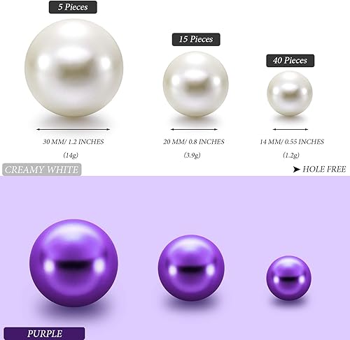 Miniatura 2 de Hicarer 120 piezas de perlas para relleno de jarrón, jarrón de perlas para centros de mesa, soporte para cepillos, cuentas sintéticas redondas