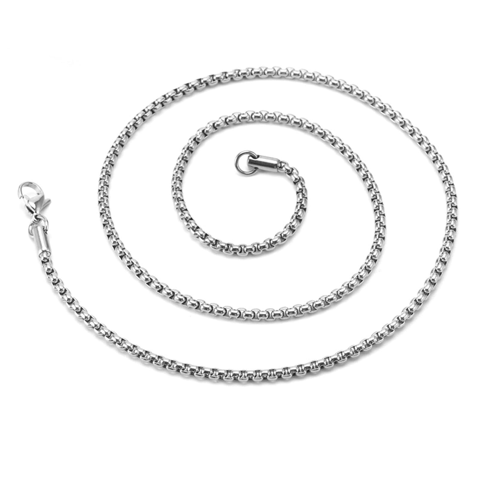 Men Necklaces Hip Hop, Necklace for Men Stainless Steel Belcher Chain Silver Necklaces