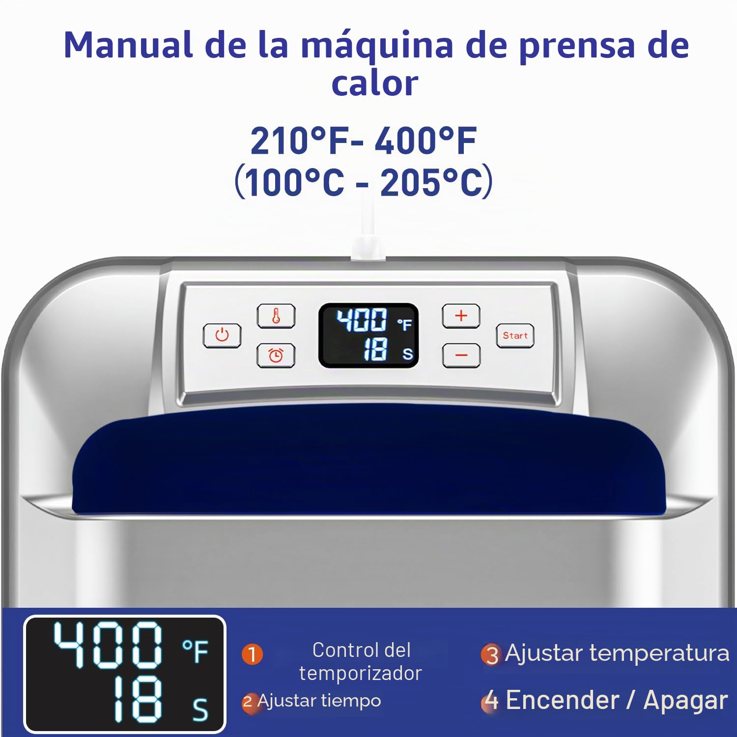 IMREN Prensa de Calor, 12"x10" Portátil Impresora para Camisetas Sudaderas con Capucha, Prensa Termica Maquina con Almohadilla de Prensa de Calor para Sublimación, Vinilo, DIY Proyecto (Azul)