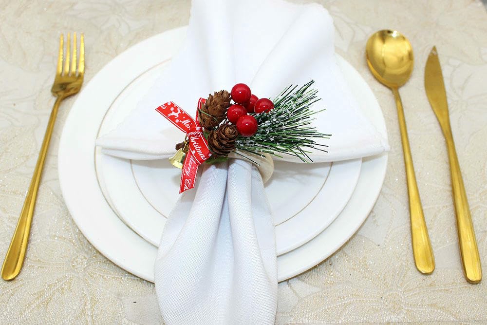 Réutilisable Lot de 100 Ronds De Serviette en Bois en Forme De Cloche Et De Pomme De Pin Couleur Bois Naturel pour Hôtels Mariages Festivals Et Célébrations