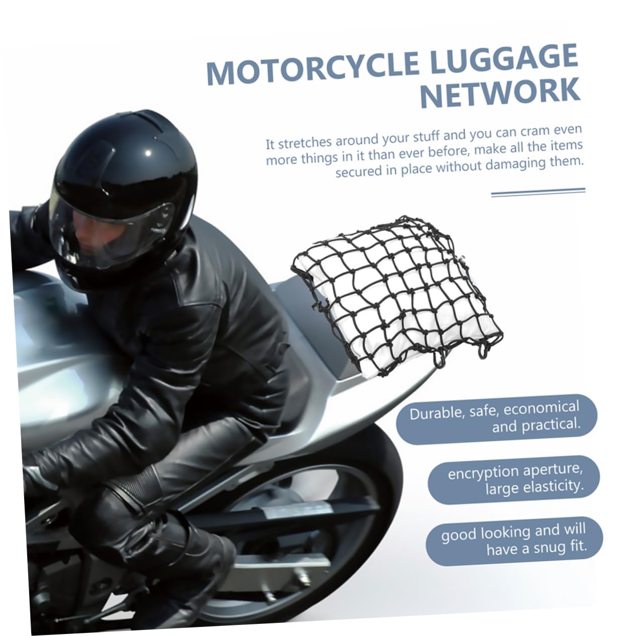 Filet à Bagages Élastique Noir pour Remorques et Porte-Bagages