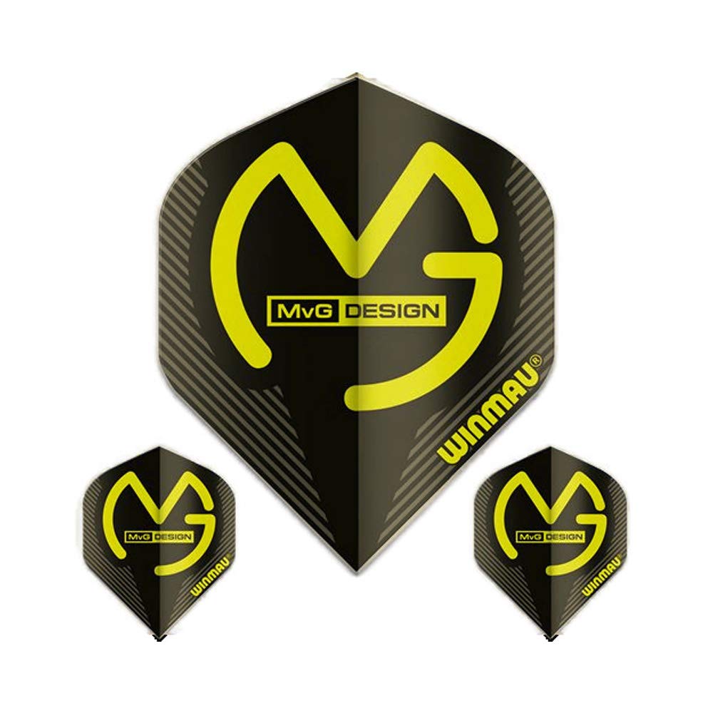 Winmau Mega Standard Michael Van Gerwen Dart Flights, MvG Black, 75 Micron (3 Sets)