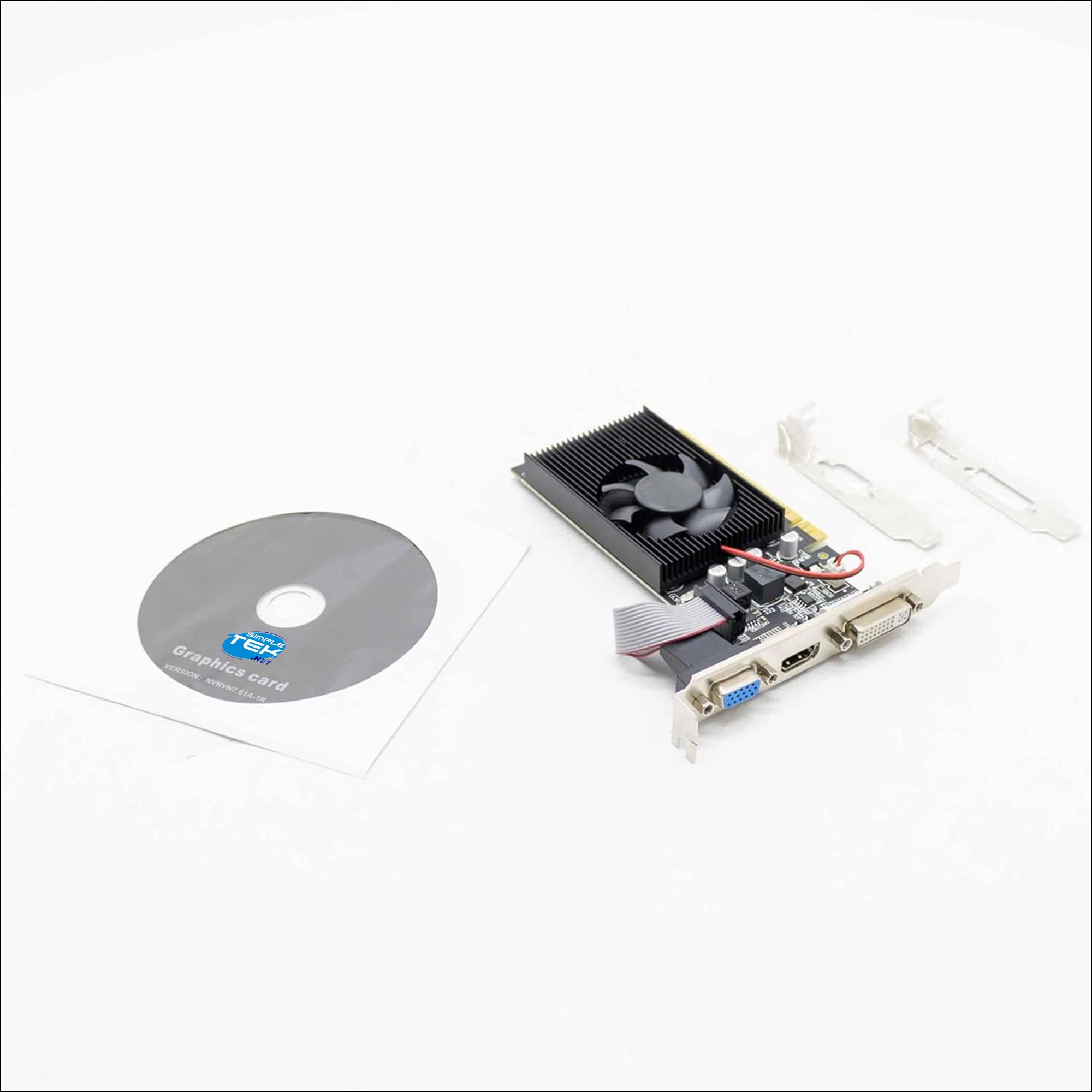 SIMPLETEK - Scheda Video LP GT610 2GB GDDR3 | Low Profile PCIe Per PC SFF - Doppia Staffa inclusa | HDMI DVI VGA
