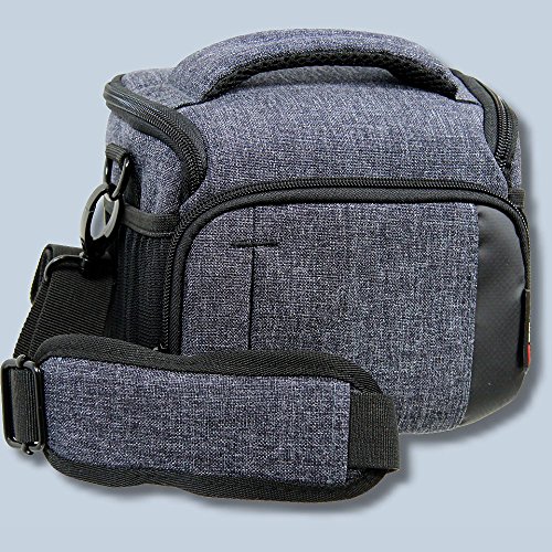 Alpe M Denim Kameratasche für Systemkameras Bridgekamera Fototasche in blau Tasche mit Regencape passend für z.B. Canon EOS M Nikon B700