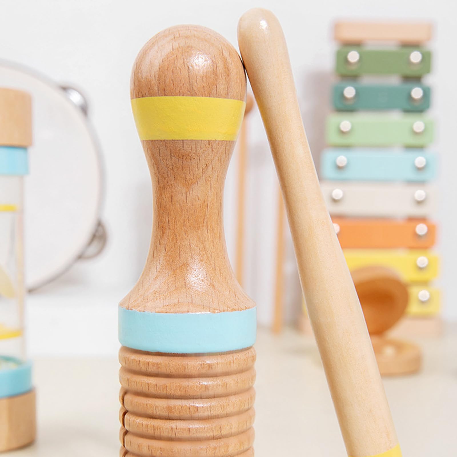 Interaktives Musikspielzeug, Rasseltrommel, Xylophon, Perkussionsspielzeug, Cartoon Holz für die frühe Musikerziehung, Kleinkindmusik