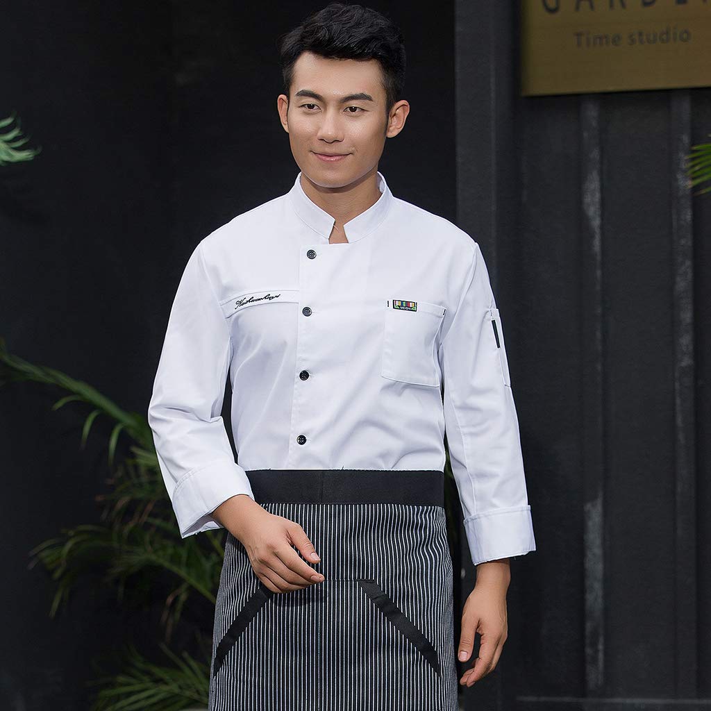 Kochjacke Kurzarm Bäckerjacke Unisex Küche Koch Arbeitskleidung Gastronomie Uniform - Weiß, L