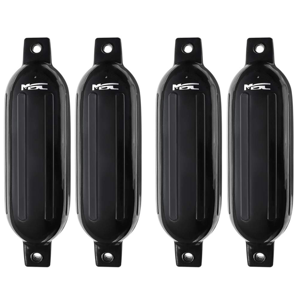 MSC Vinyl Ribbed Boat Fenders Bumpers (Black, 8.5
