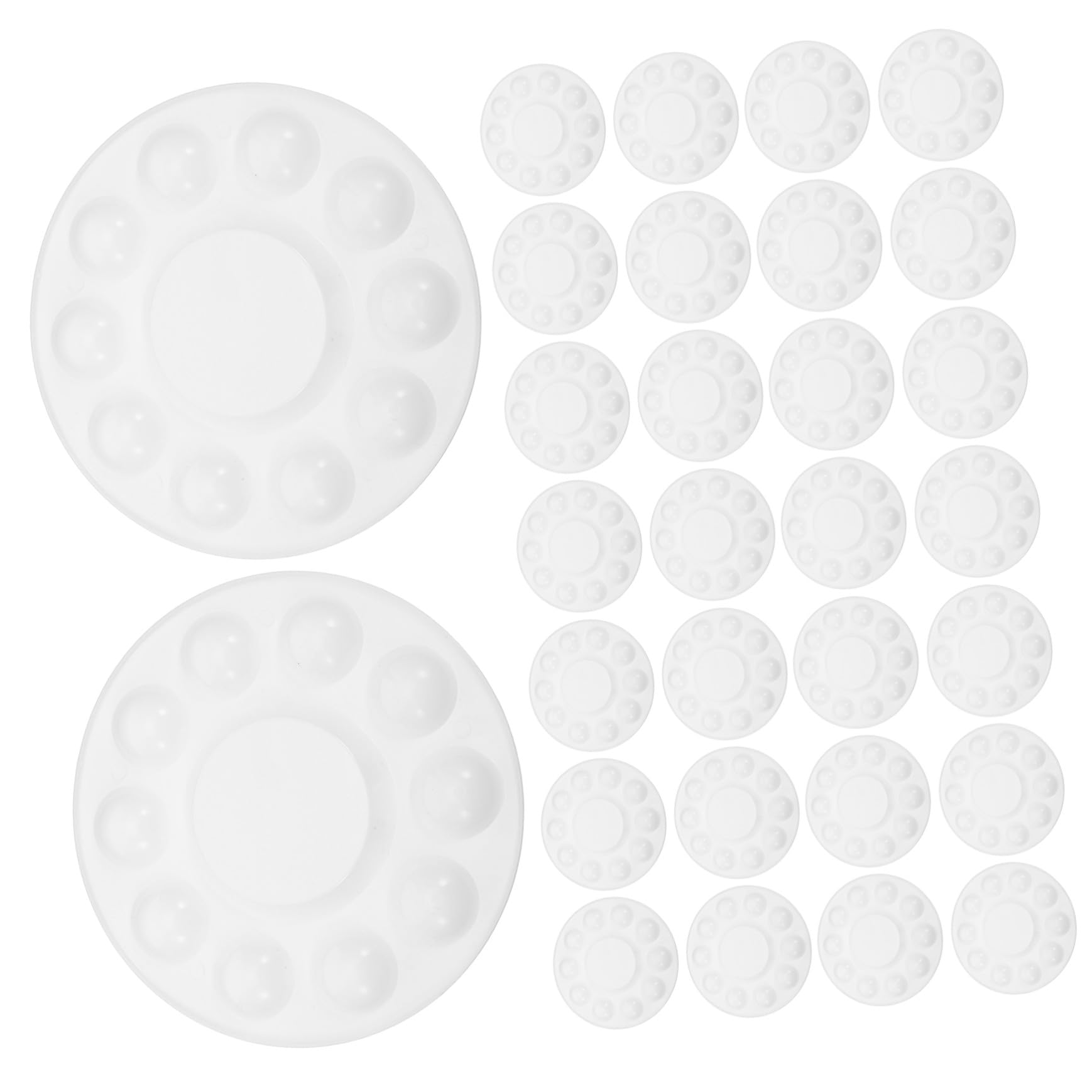 Palette Aquarelle Ronde en Plastique Blanc, Lot de 50 Pièces