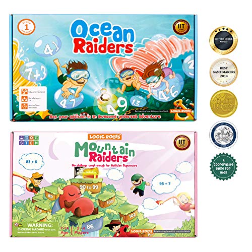 2 STEM Toys for 5 Year Olds and up - Math Games to Learn Addition of 1 digit to 1, 2 and 3 digit numbers (Top Gifts for 5 Year Old Boys and Girls)