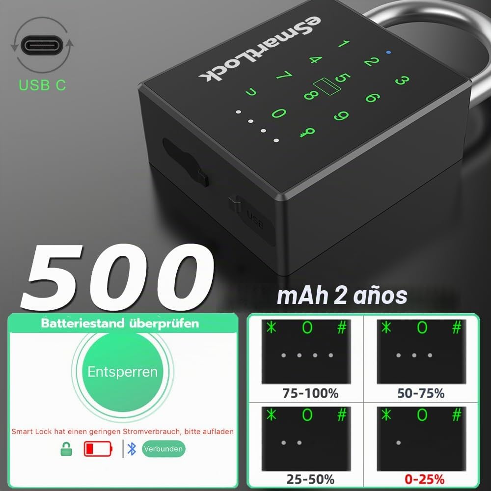 Candado de combinación con código numérico NFC RFID eLinkSmart resistente a la intemperie, resistente a la intemperie, candado de combinación para taquillas, puertas, vallas, 1000 usuarios de la