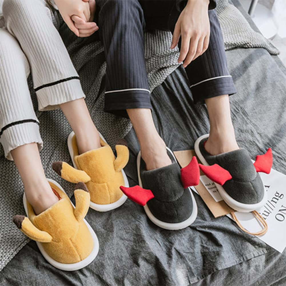 Zapatillas De Estar por Casa Lindo Animales para Niños Mujer Hombre Invierno Felpa Forro Pantuflas Interior Cómodo Caliente Zapatos De Algodón Slippers,Amarillo,40~41