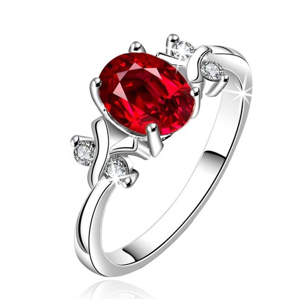 925 Silver Plated Deep Red Swiss Zirconia Crystal Ring for Women and Girls (Ring0230)-image-37