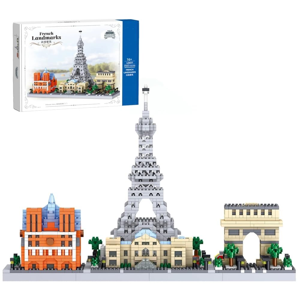 Tirff Street Scene Building Blocks Set, 2462 Pieces French Landmarks Model Building Blocks Kit, Landmark Architecture Mirco Bricks Model Set for Adult, Not Compatible with Lgo