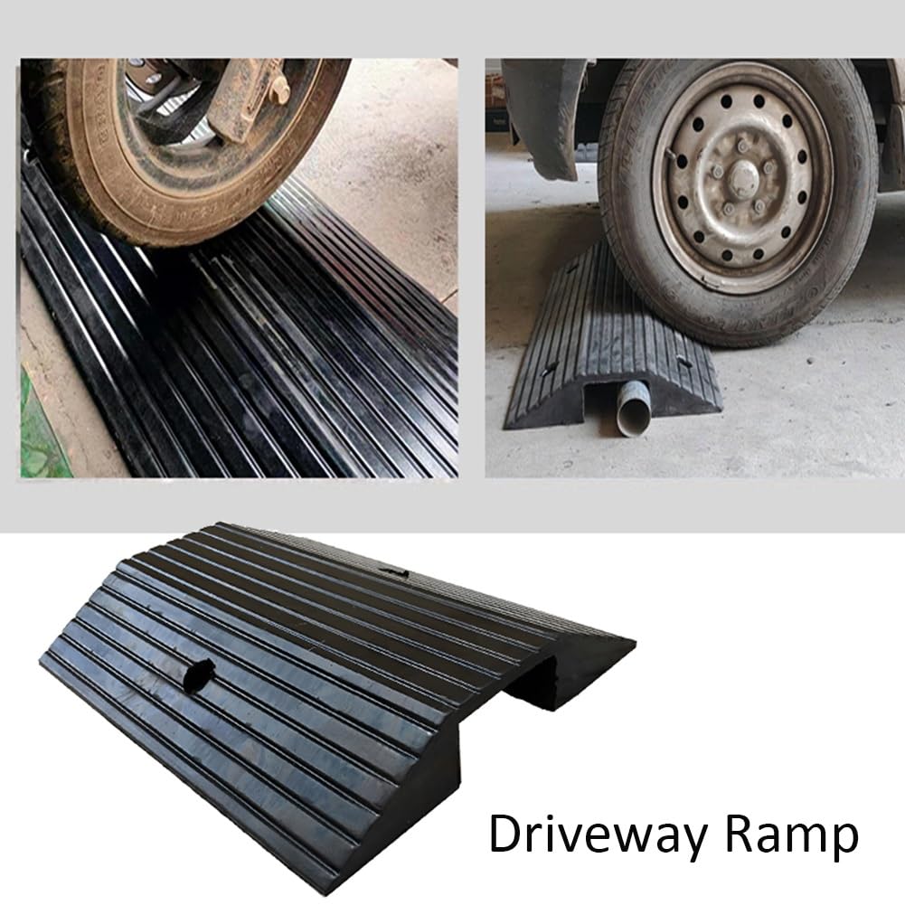 Gumowe rampy progowe do krawężników, Przenośna rampa progowa mostu gumowego, rampa dla wózków inwalidzkich do drzwi, na patio, garaż, samochód, szopę(80x50x10cm)
