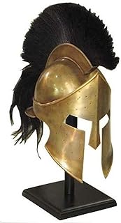 AnNafi Medieval Armor King Leonidas Greek Spartan Helmet | Roman Re-Enactment Knight Costumes | Free Liner+Stand