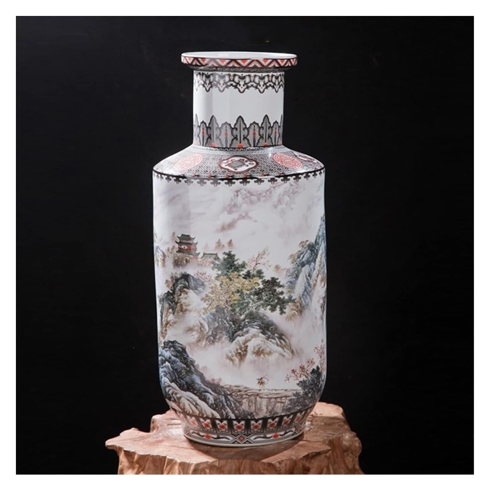 Vase Desktop Porcelain Decoration Office Entrance of Modern Chinese Style Large Ceramic Floor(A Purple)