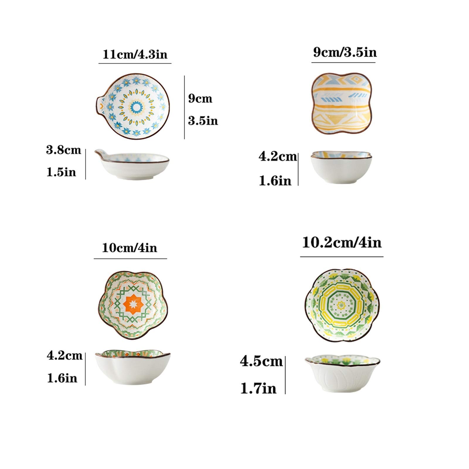 Saucenschale, 4er-Pack, Mehrzweck-Keramik/Sauce, Mini-Geschirr, langlebig, Teller, Gewürz