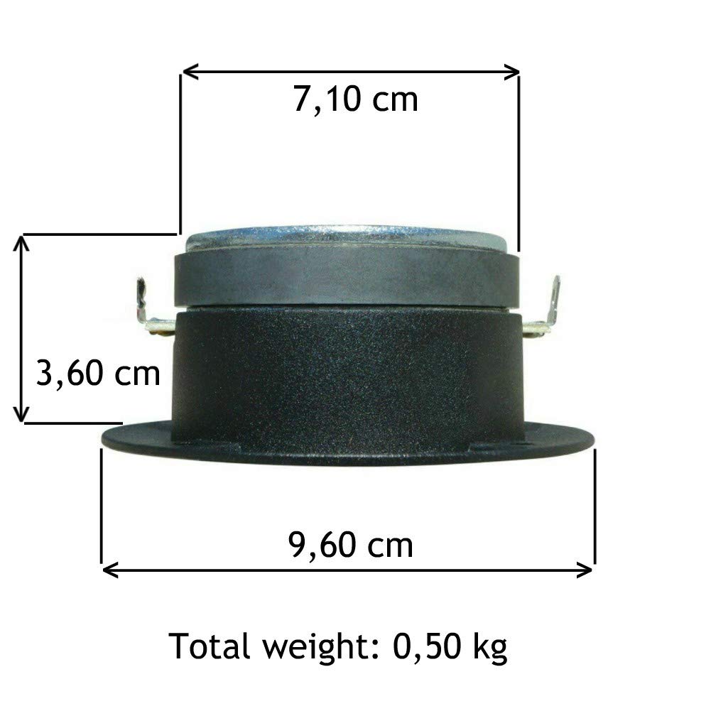 2 Super Tweeter MASTER AUDIO BST03/4 de 120 vatios rms y 240 vatios máx con 9,60 cm de diámetro 99 db 4 ohmios Puertas de Coche 3,60 cm de Profundidad, el par