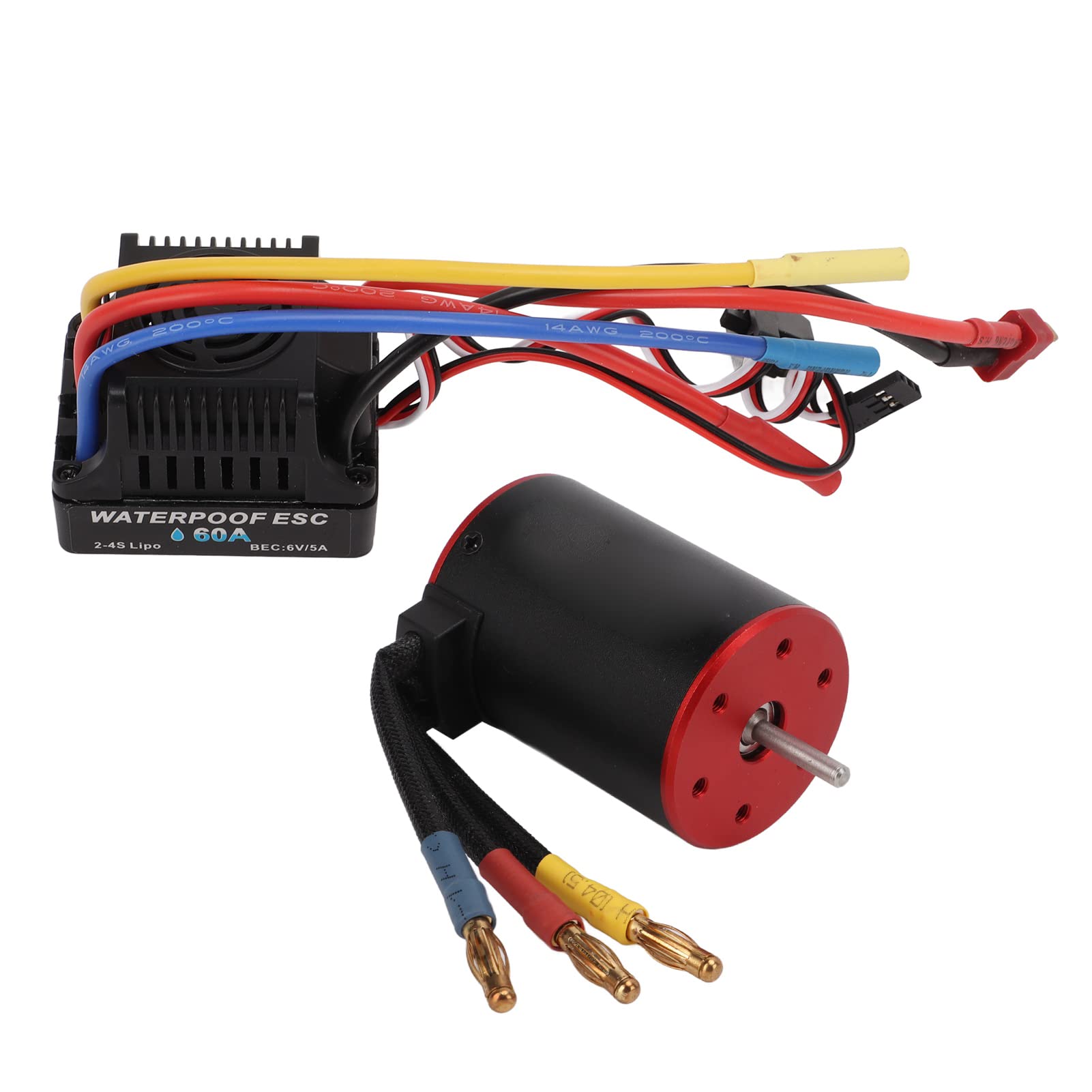 Motor sin escobillas impermeable 3650 3900KV, ESC de 60 A, regulador eléctrico, cable largo para coche RC 1/8 1/10