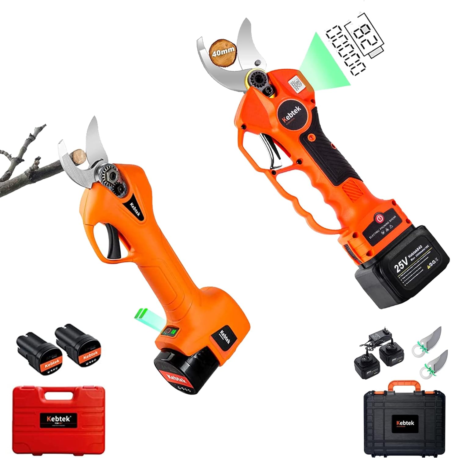 Kebtek® Professional 25V 40MM Electrc Pruning Shears & 16