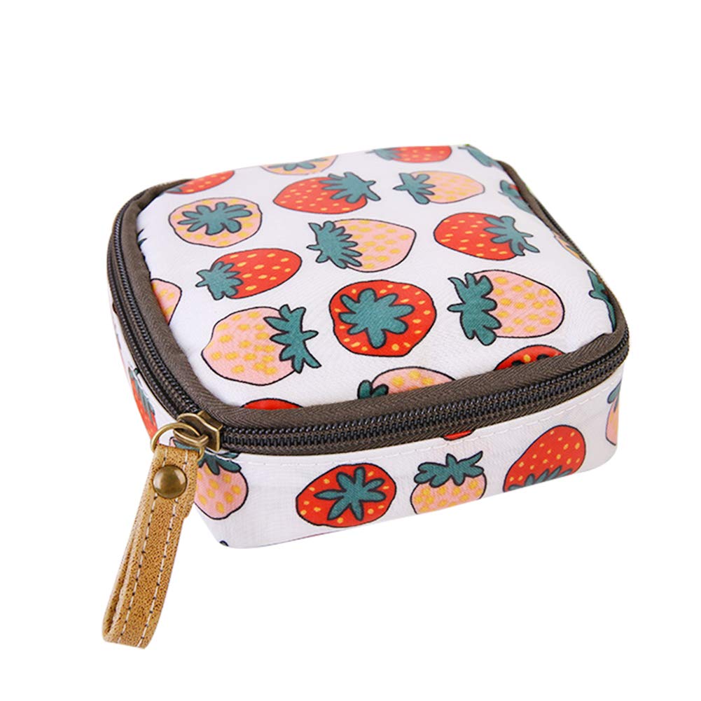 Samzary Cute Cartoon Coin Purse With Zipper Sanitary Napkin Cosmetic Storage Bag