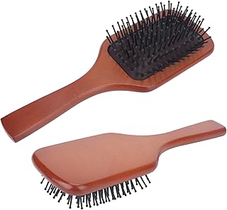 Escova de cabelo desembaraçadora de madeira para mulheres e homens, escova de cabelo com cabo de madeira fácil desembaraçar escova de cabelo para todos os tipos de cabelo