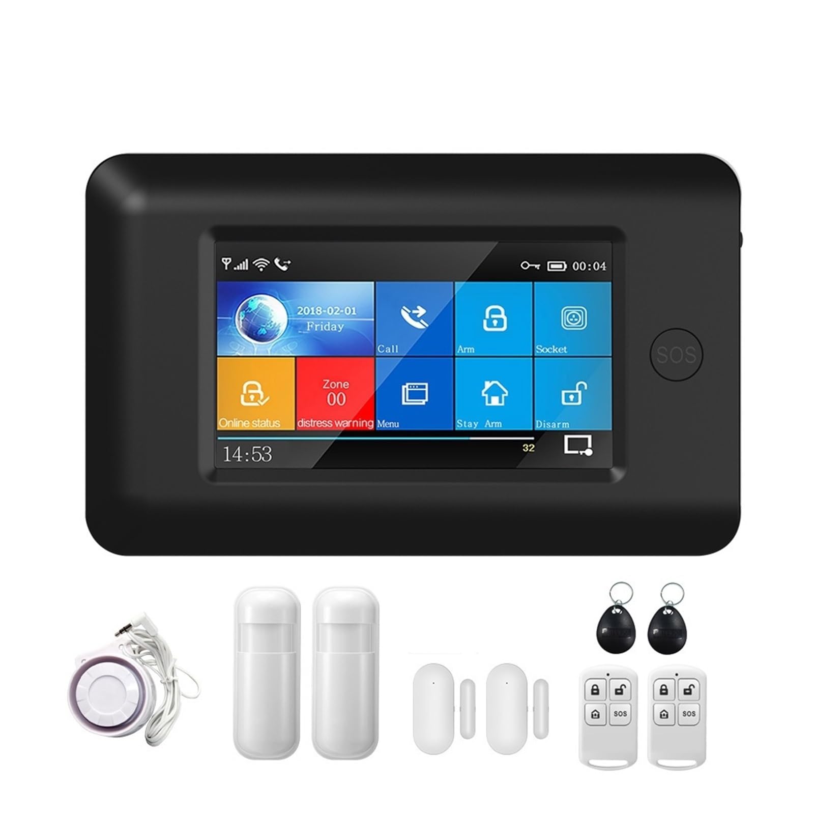 4.3 pollici Touch Panel WIFI GSM Wireless Home di allarme antifurto Kit sicurezza APP compatibile Sistema Di Allarme Completo(Set-C1)