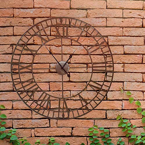 Wido Skeleton Garden Clock Outdoor Wall Vintage Large Roman Numeral Open Face Metal Round Iron 60cm