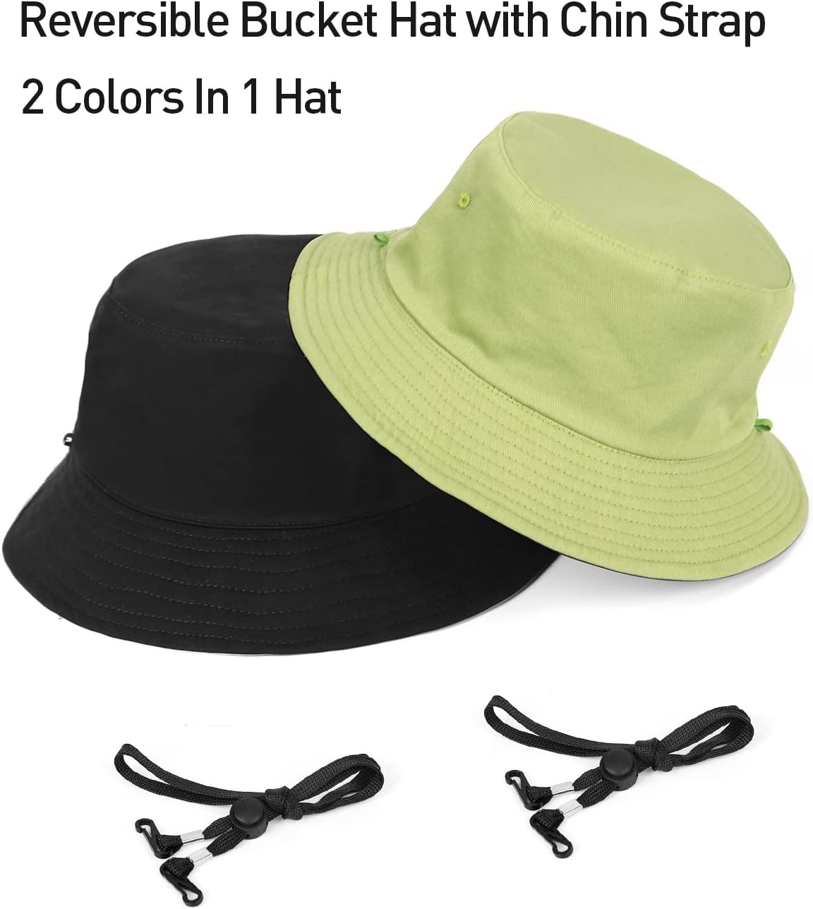 XXL Oversize Bucket Hat Reversible, XL L M S Fisherman Sun Cap With Chin Strap, Travel Beach Outdoor Hat For Men Women