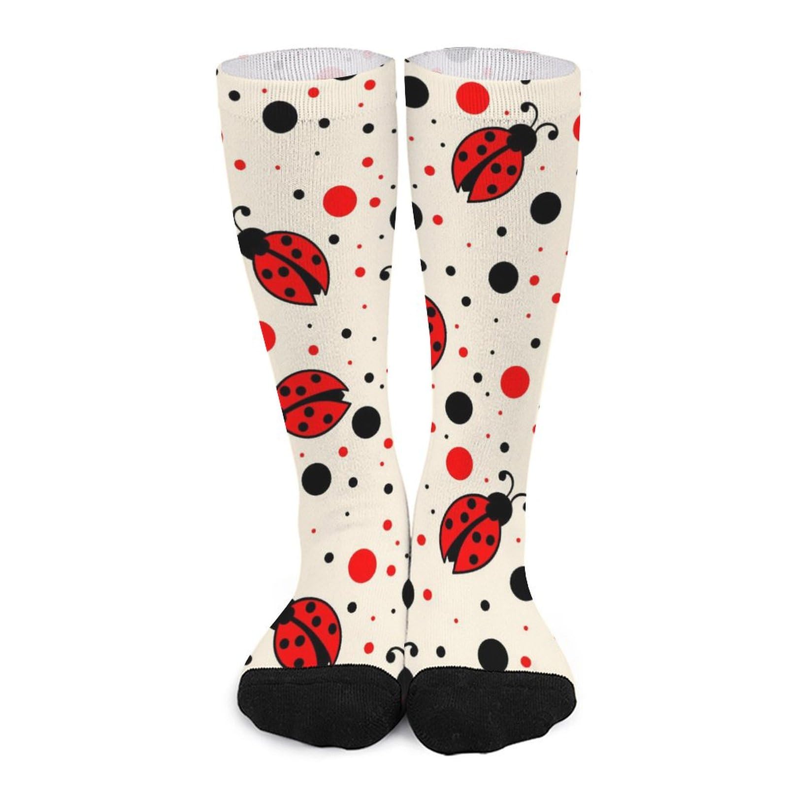 ZJYIDP Women's Crew Socks Ladybugs And Ladybirds Pattern Casual Socks Outdoor Stockings Long Socks For Men