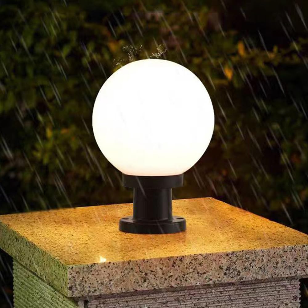 Chao Zan Modern Garden Post Light, Pillar Lights Globe Ball Outdoor Waterproof, Fence Bollard Decking Gate Post Lights (Φ:20cm)
