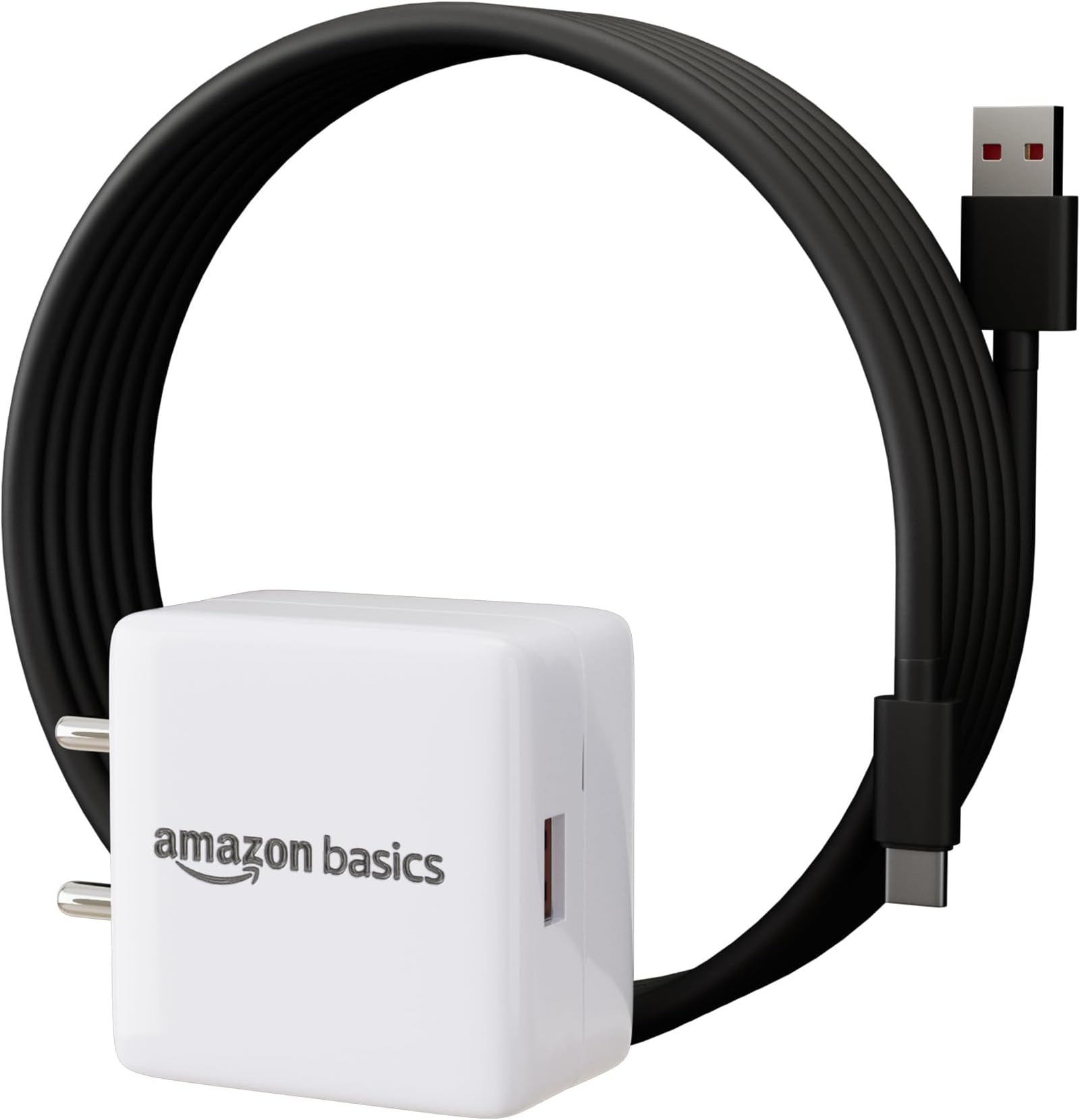Amazon Basics 22.5W USB-A Charger + Type A to Type C PVC Cable | Fast Charging Wall Adapter (White) with 22.5W Cable Included | Compatible with Oppo, Samsung, Redmi and Hauwei Phones