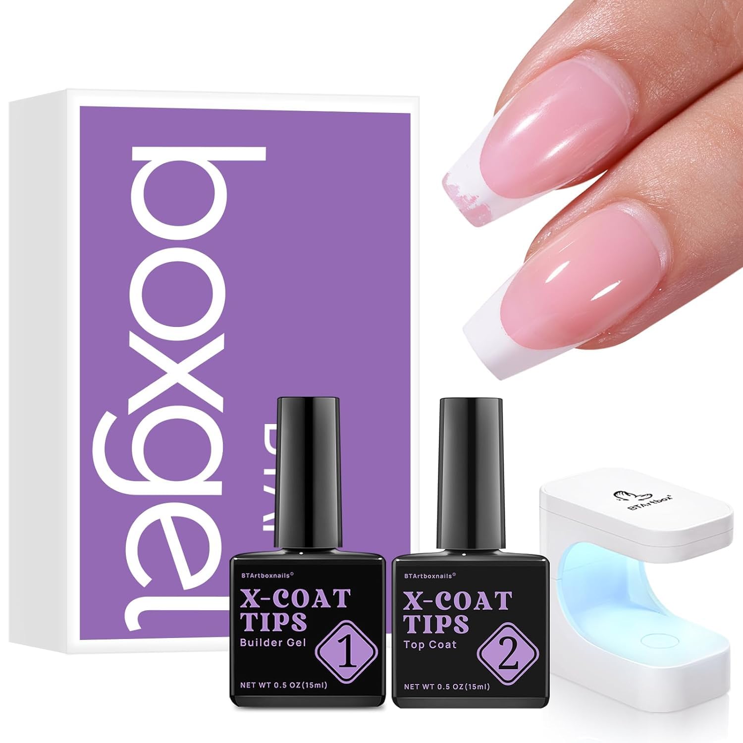 btartboxnails XCOATTIPS French Nails with Protection Duo Set