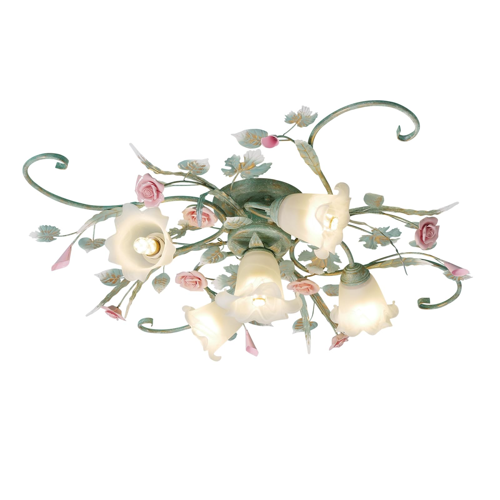 Nowoczesne lampy sufitowe LED, żyrandol z wzorem płatków kwiatów, żyrandol półpłaski, dekoracyjna kreatywna lampa sufitowa w kształcie kwiatu do salonu i sypialni