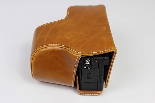 Vista 18 de Funda A7C, hecha a mano de piel sintética de cuerpo completo para cámara Sony Alpha A7C con apertura inferior de lente de 1.102-2.362 in versión +