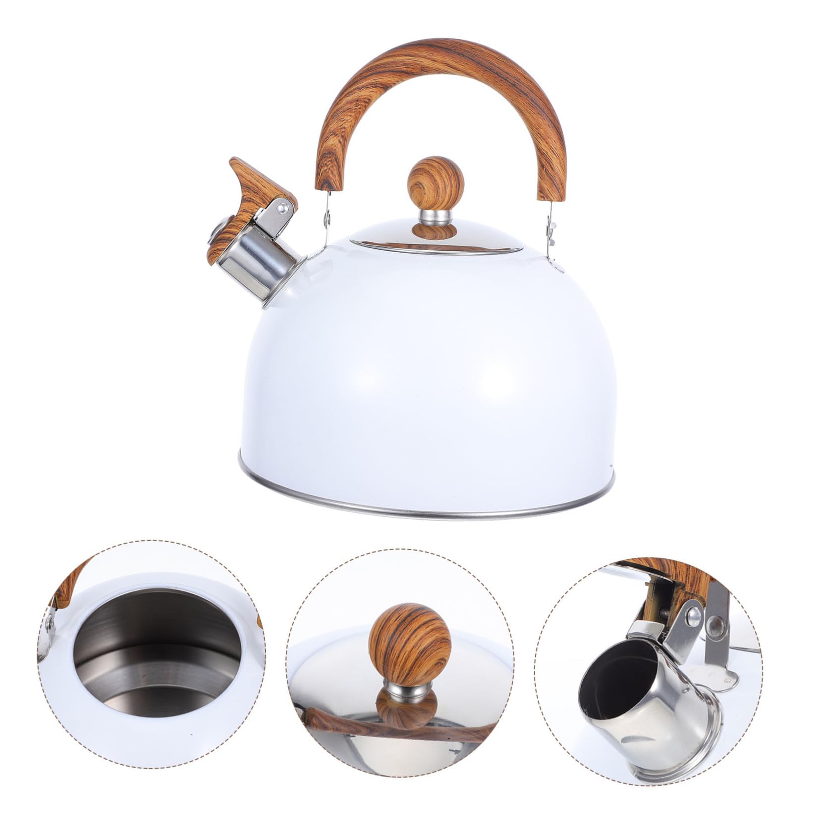 Bollitore a Fischio Bianco 2, 5l in Acciaio Inox per Cucina