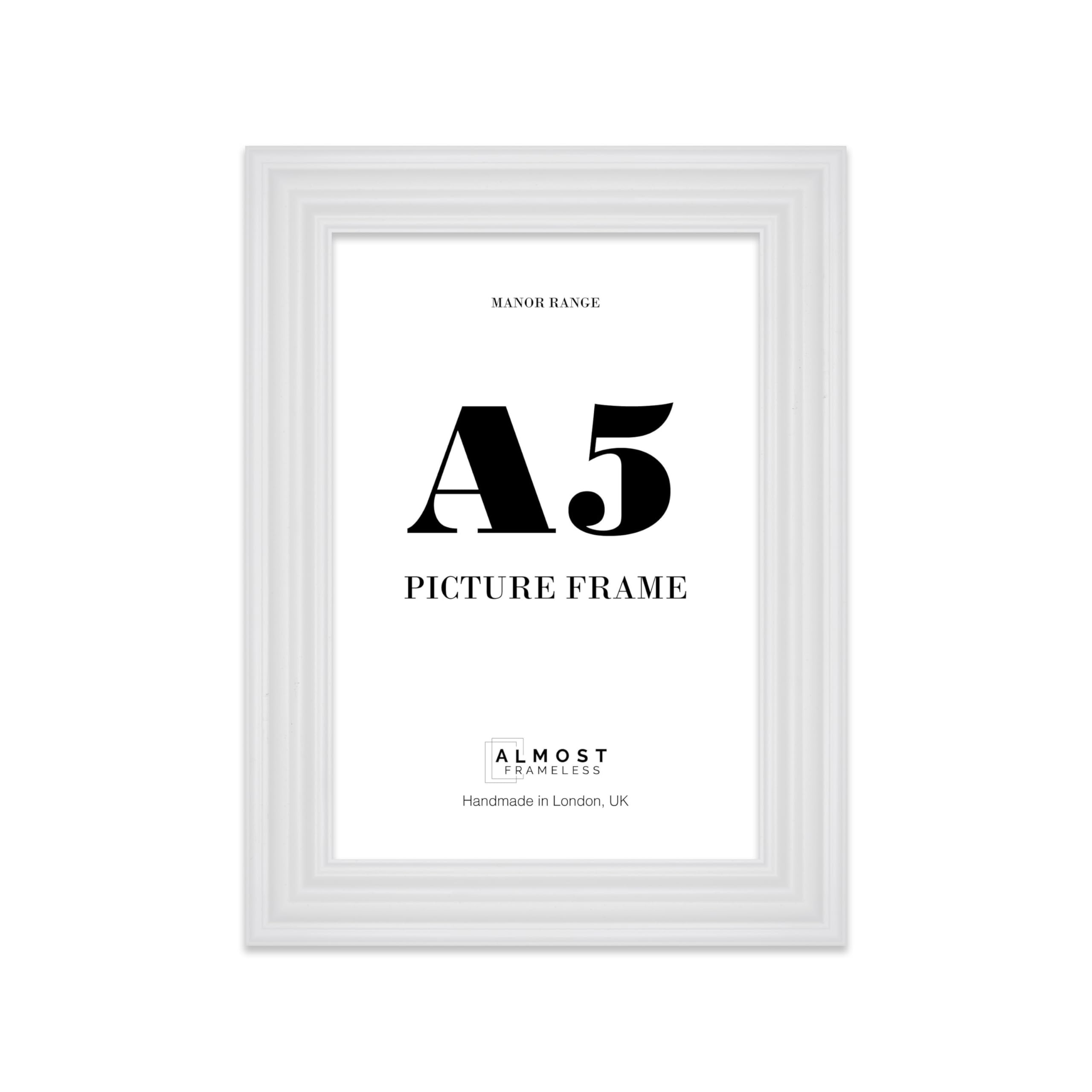 A5 Picture Frame, Display A5 Pictures (14.7 x 21.1cm) - Ice White Vintage 42mm Edge Antique-Inspired Home Accessories - 1 Pack