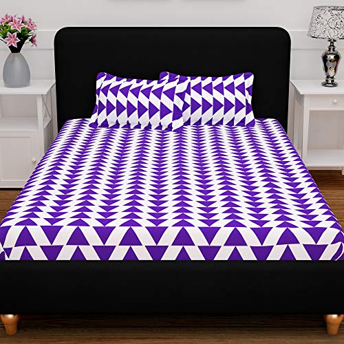 Image of Story@Home Bedsheet for double bed | 120TC | Purple | Abstract | 1 Piece cotton bedsheets for double bed with 2 Pillow covers 250x225cm Perfect for Home Decor & Gifting | Cotton Bedsheets | Light-weight.