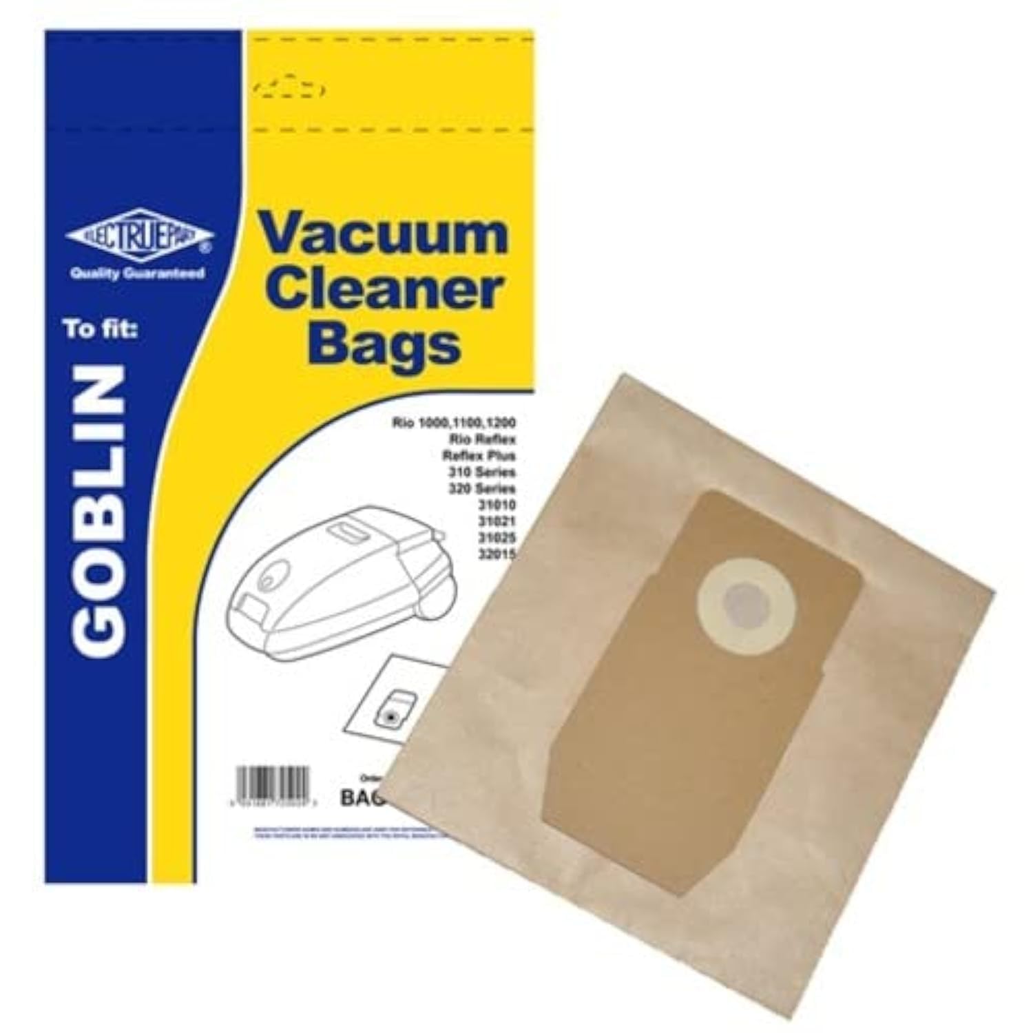 Electruepart Vacuum Cleaner Dust Paper Bags to fit Goblin Rio 1000 1100 1200, Reflex (Pack of 5)