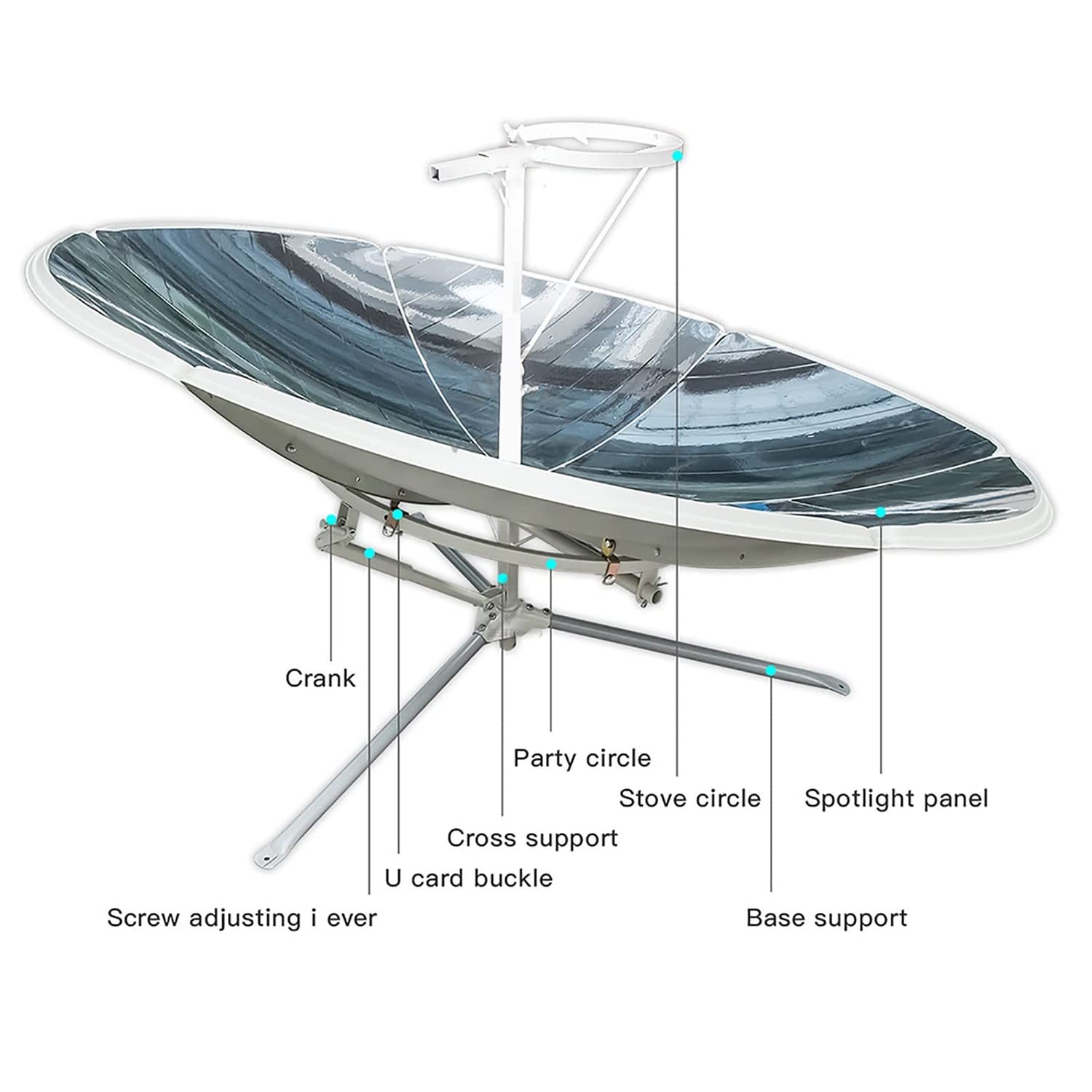 Kuchenka solarna, 1800 W Przenośny piekarnik solarny Kuchenka słoneczna z koncentratorem Kuchenka słoneczna, 700-1000 ° C, kuchenka słoneczna z koncentracją