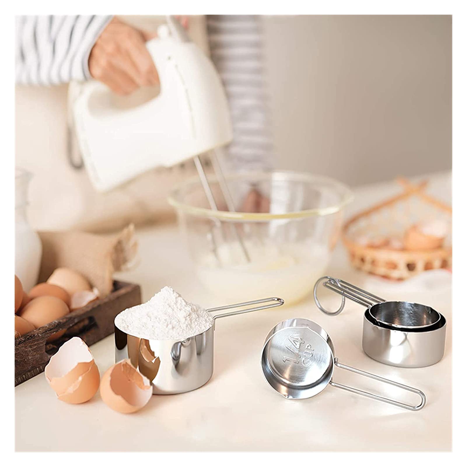 8 szt. Łyżka pomiarowa Kubki miarowe Różowe złoto Łyżki pomiarowe ze stali nierdzewnej Scoop Zestaw narzędzi pomiarowych kuchennych Gadżety kuchenne (Kolor: 8 szt.) (Pomarańczowy)