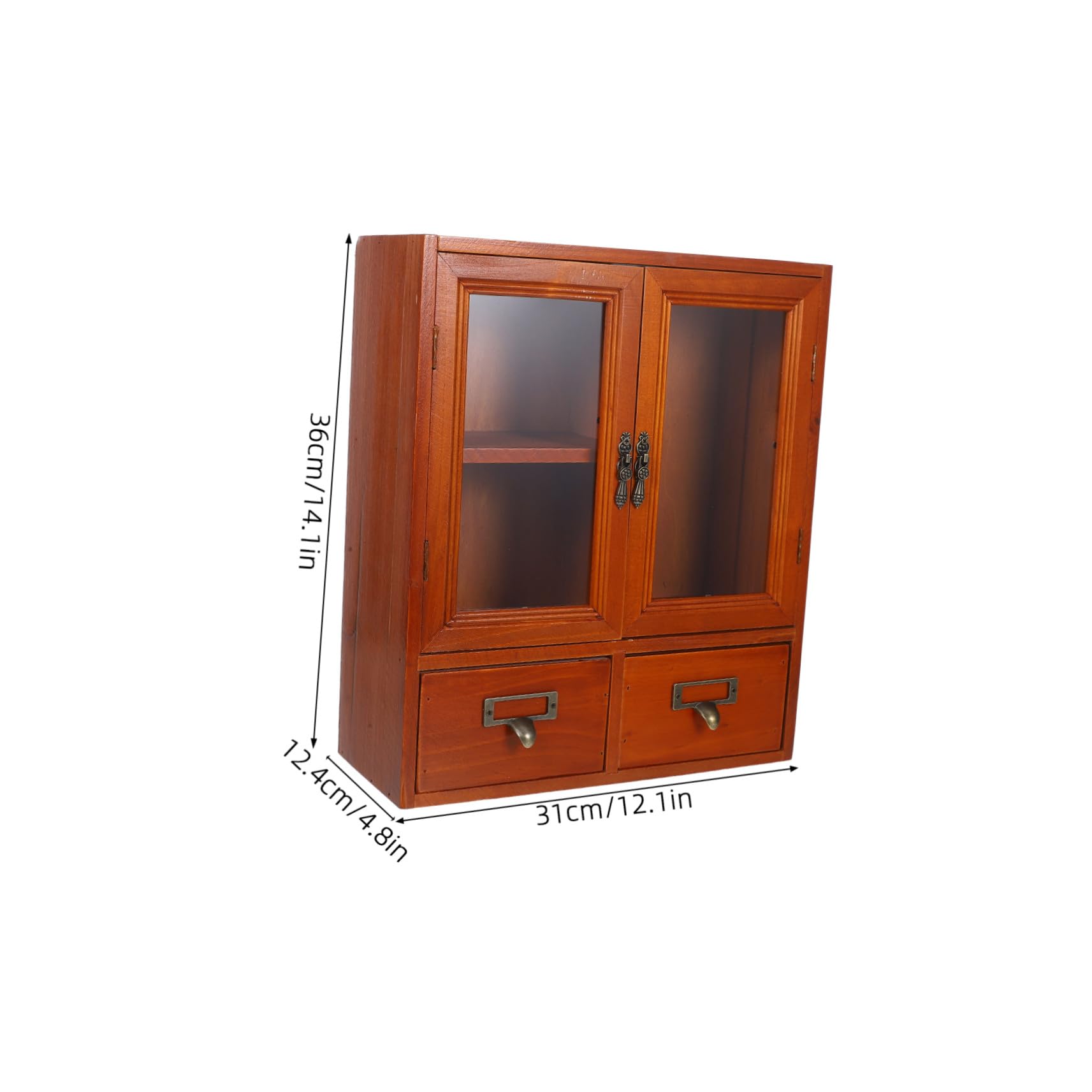 Vintage Kleines Schränkchen Holz mit Doppeltüren Großer Aufbewahrungsschrank für Wohnzimmer und Küche Niedriger Wandschrank im Klassischen Stil